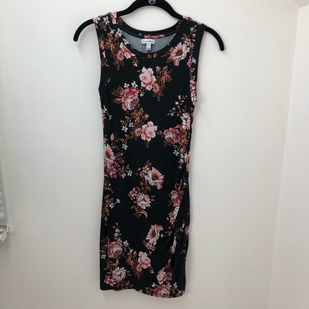 Lover Fire Black Floral Stretchy Sleeveless Dress S